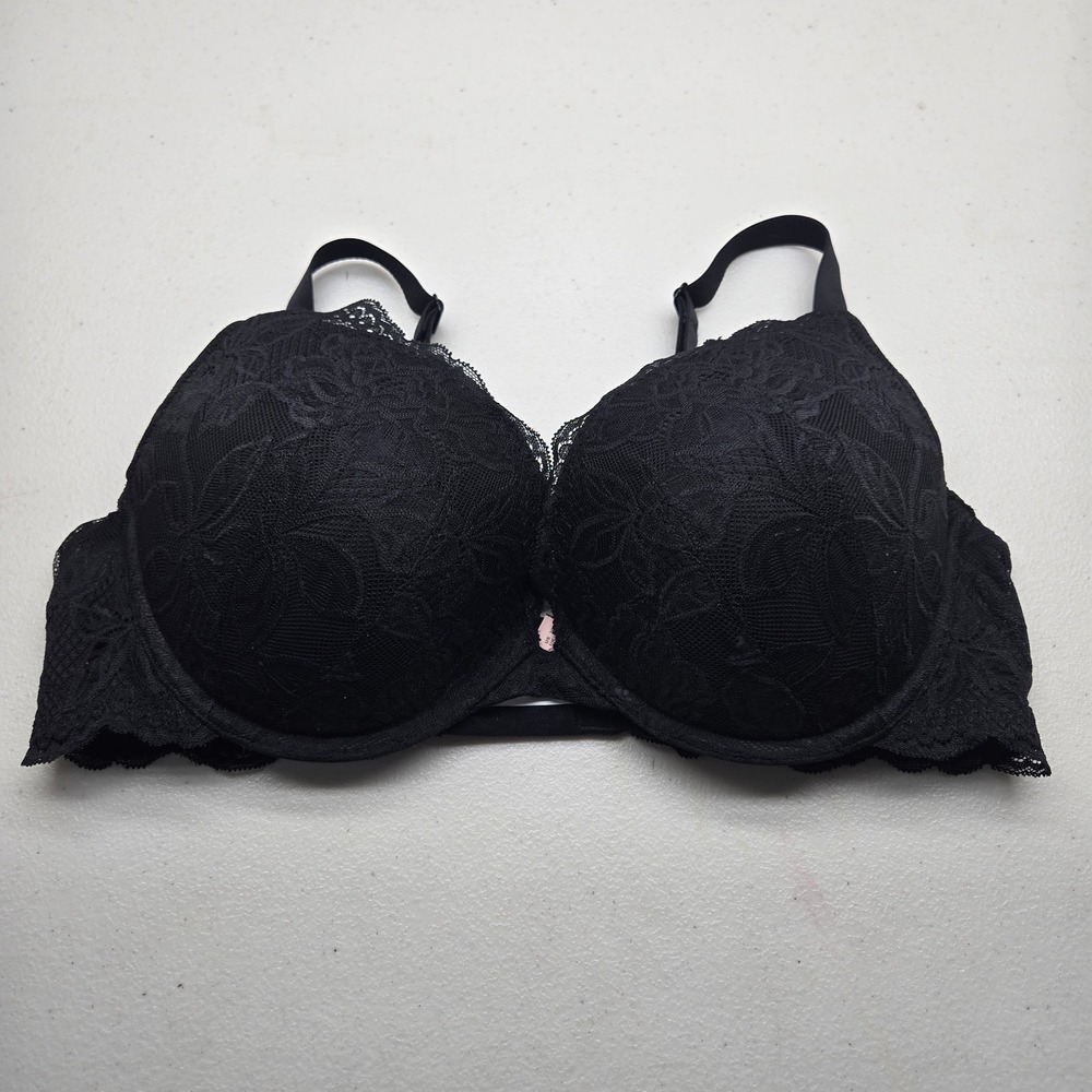 Dobreva Women Bra 36D Black Floral T Shirt Underwired Lace‎ Strap